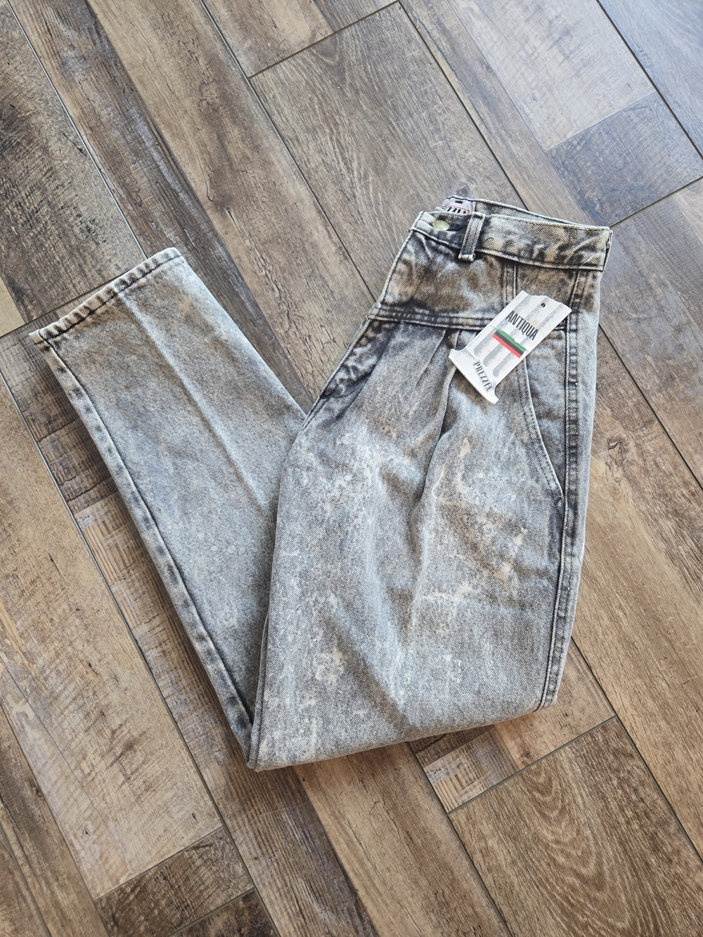 VTG 80s Prezzia Acid Wash Pleated Mom Jeans NWT Deadstock High Rise 11 Waist 22
